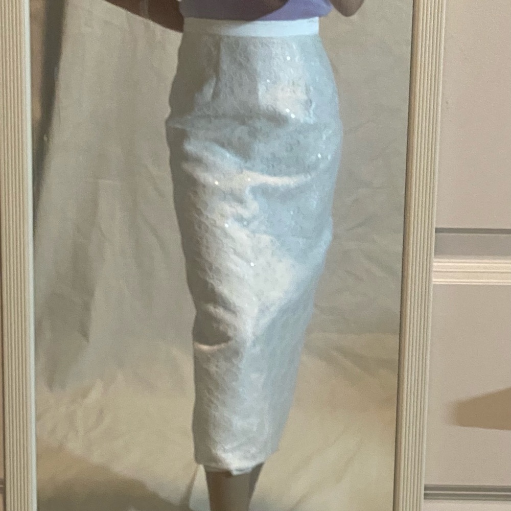 Vintage White Lace Midi Pencil Skirt